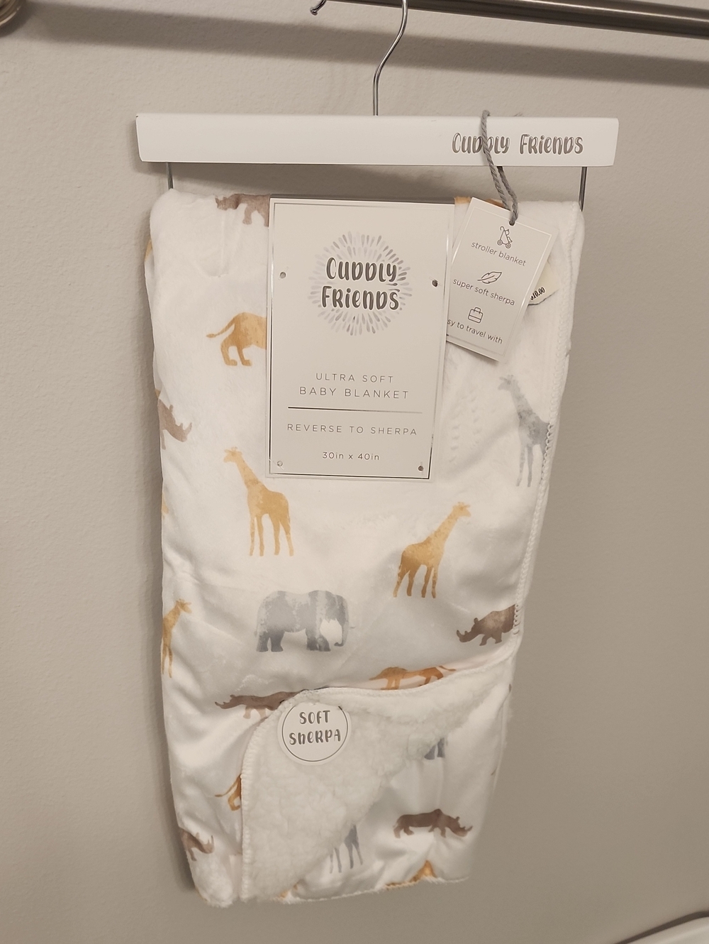 NWT Cuddly Friends Reversible Sherpa Baby Blanket